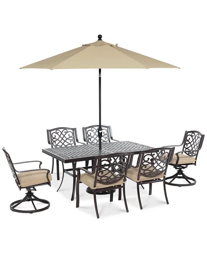 Agio - Park Gate Outdoor 7-Pc. Set (Rectangular Dining Table, 4 Dining Chairs &amp; 2 Swivel Rockers)
